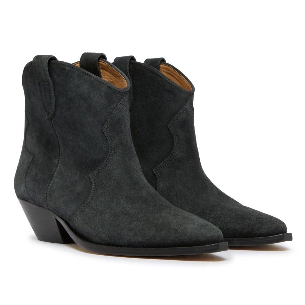 ISABEL MARANT Dewina Suede Leather Cowboy Ankle Boots in Faded Black Size 38 - Picture 4 of 8